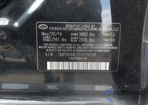 2014 Hyundai Elantra Se из США, поврежденный, VIN 5NPDH4AE2EH539208